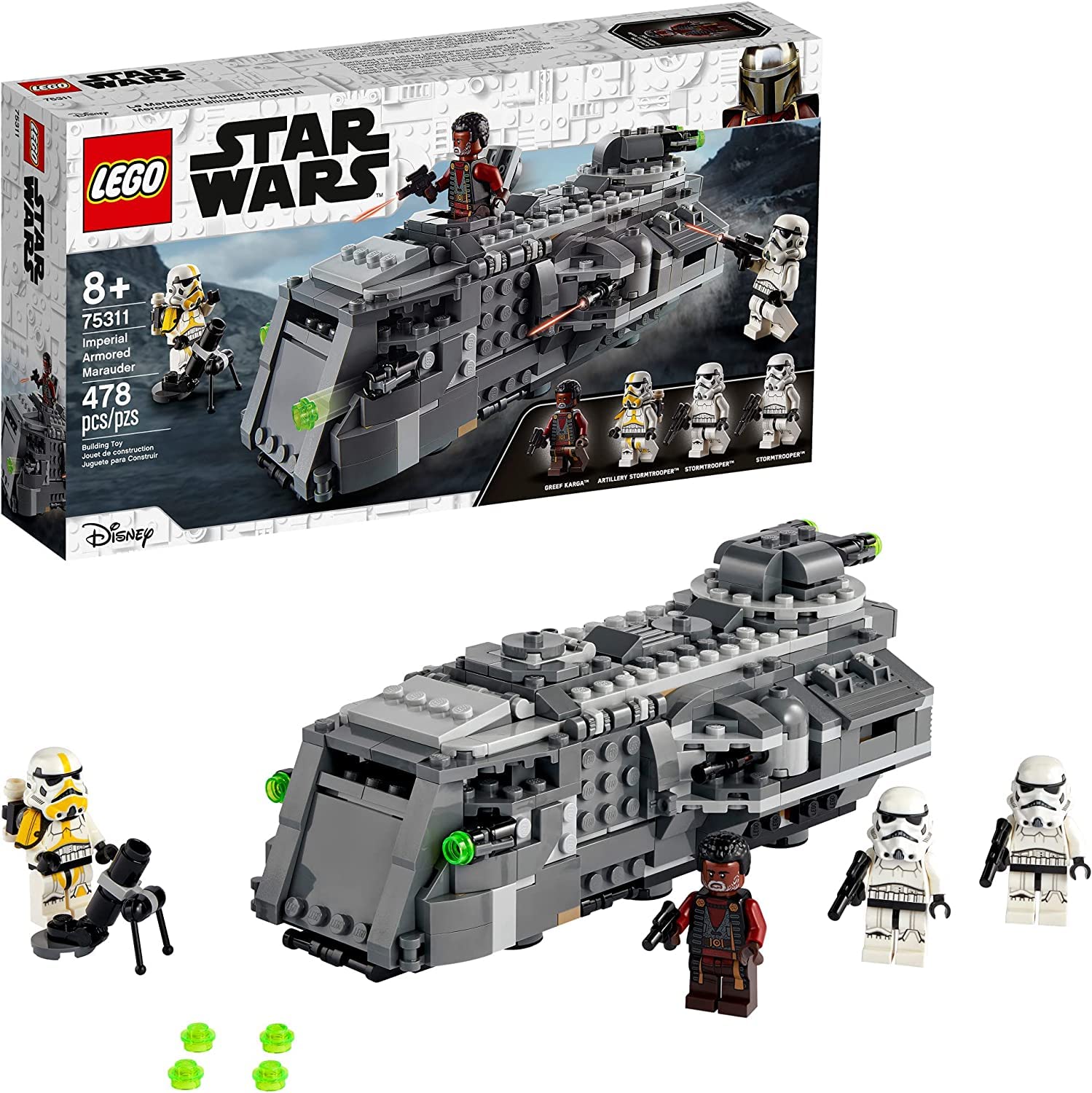 LEGO Star Wars: The Mandalorian Imperial Armored Marauder 75311 Awesome Toy Building Kit for Kids with Greef Karga and Stormtroopers; New 2021 (478 Pieces)