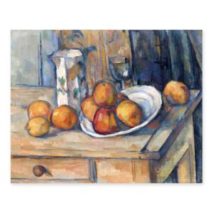 milk jug with fruit, still life print - vintage cezanne art, french farmhouse decor - unframed