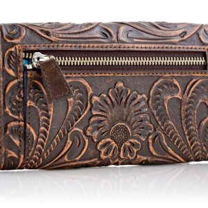 Mauzari Geneva Women's Tooled Leather Wallet (Copper Highlights)