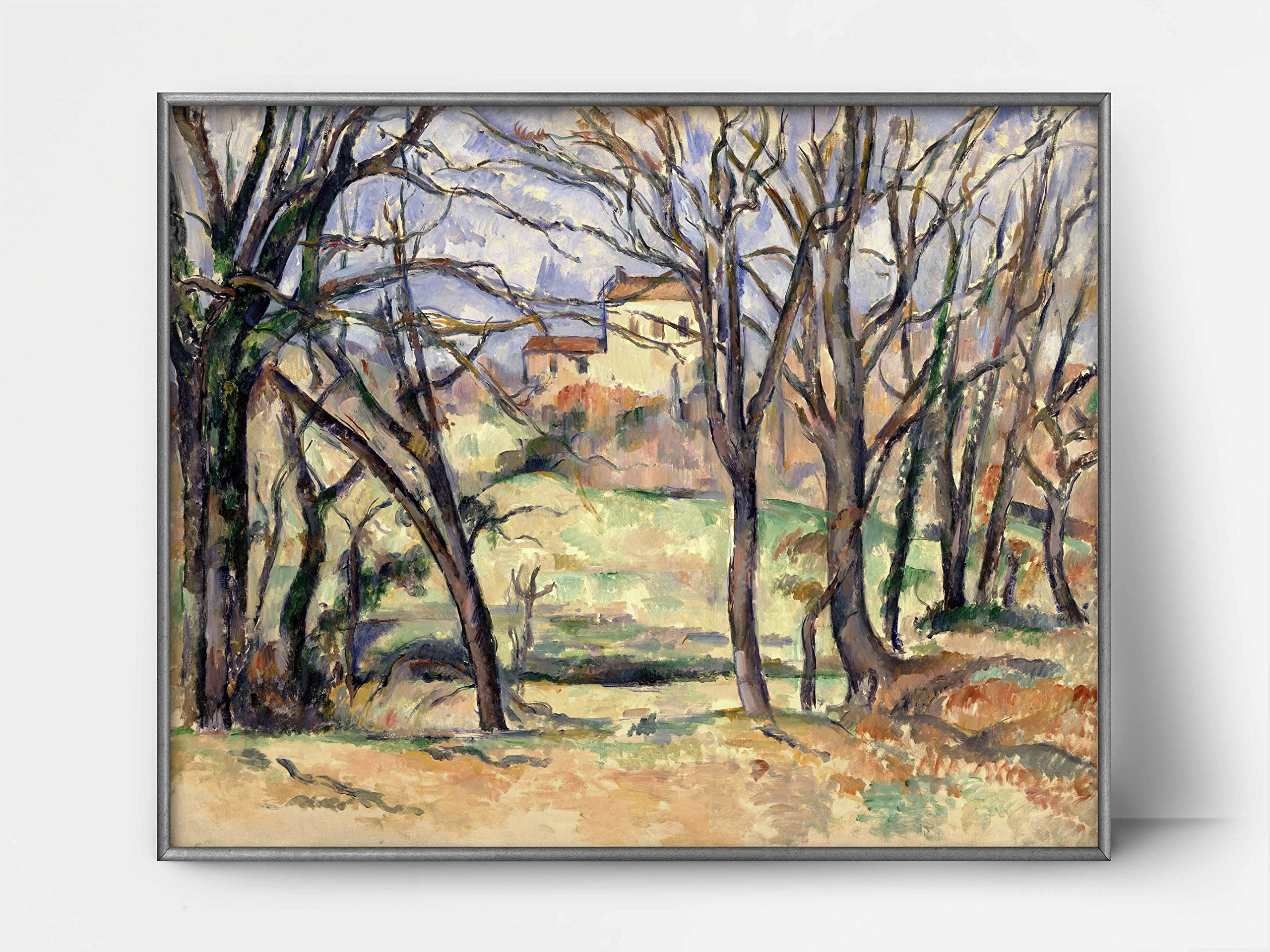 Paul Cezanne, Tree and Houses Landscape Print - Vintage French Impression Art - Unframed