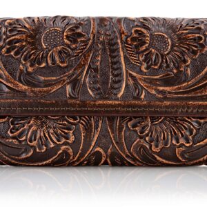 Mauzari Geneva Women's Tooled Leather Wallet (Copper Highlights)