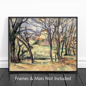 Paul Cezanne, Tree and Houses Landscape Print - Vintage French Impression Art - Unframed