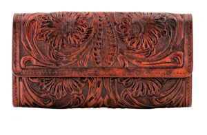 mauzari geneva women's tooled leather wallet (koa)