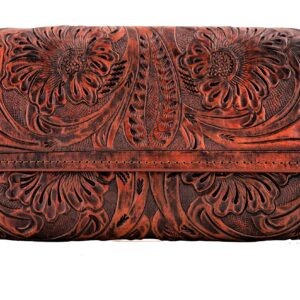 Mauzari Geneva Women's Tooled Leather Wallet (Koa)