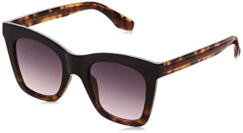 MARTHA STEWART womens Ms104 Classic UV Protective Square Sunglasses A Timeless Modern Gift Wear All Year 61 mm, Black and Tortoise, mm US