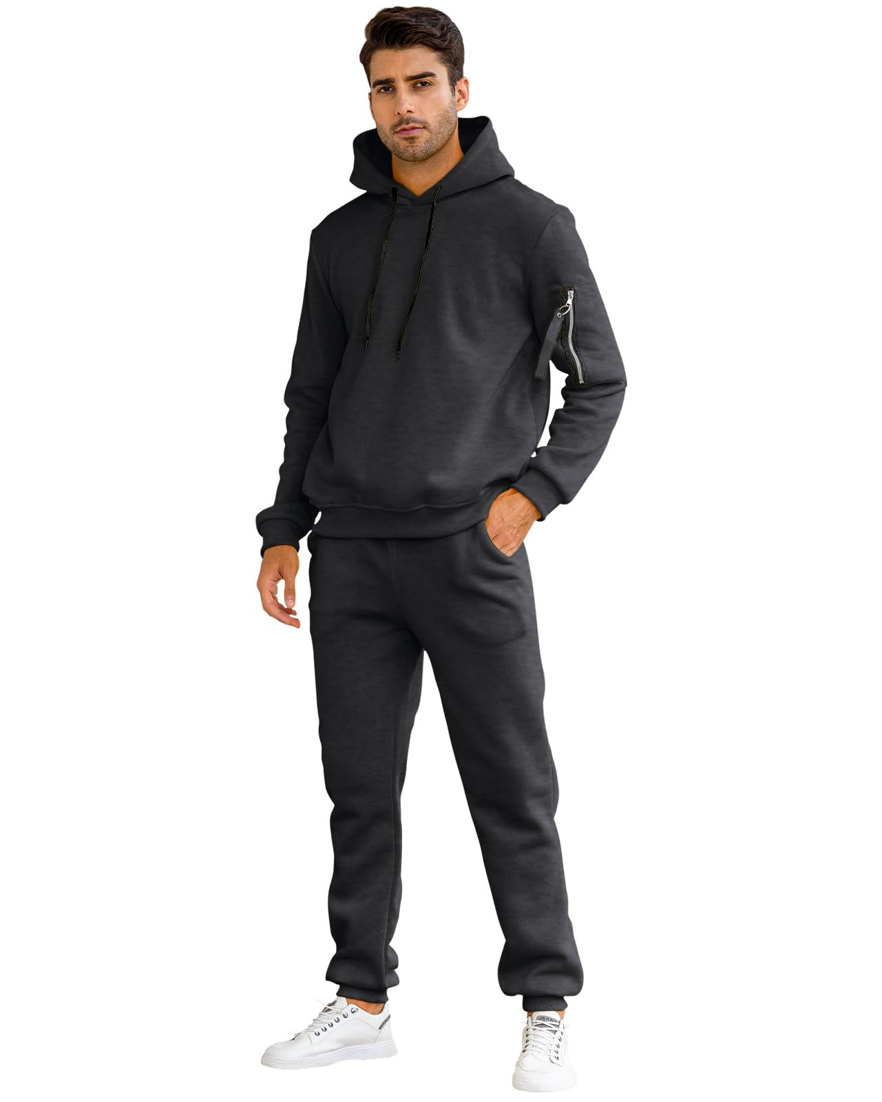 Insenver Men’s Sweatsuits Set 2 Piece Hoodie Outfit Jogging Tracksuits for Men Casual Athletic Long Sleeve Pullover Suit Set