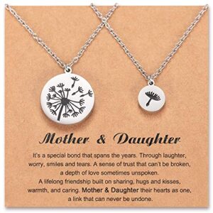 Shonyin Mother Daughter Necklace Set for 2 Matching Dandelion Mommy and Me Jewelry Back to Sch Mothers Day Birthday Christmas Gift for Mom from Daughter Present Stocking Stuffers for Mom