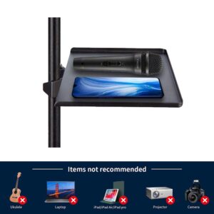 ZBY Microphone Stand Tray, Clamp-On Rack Tray,Music Stand for Music Sheet,Clamp Compatible with Most Microphones Stands for Live Streaming,Karaoke, Recording, size:7.9x8.7in (Stand NOT Included)