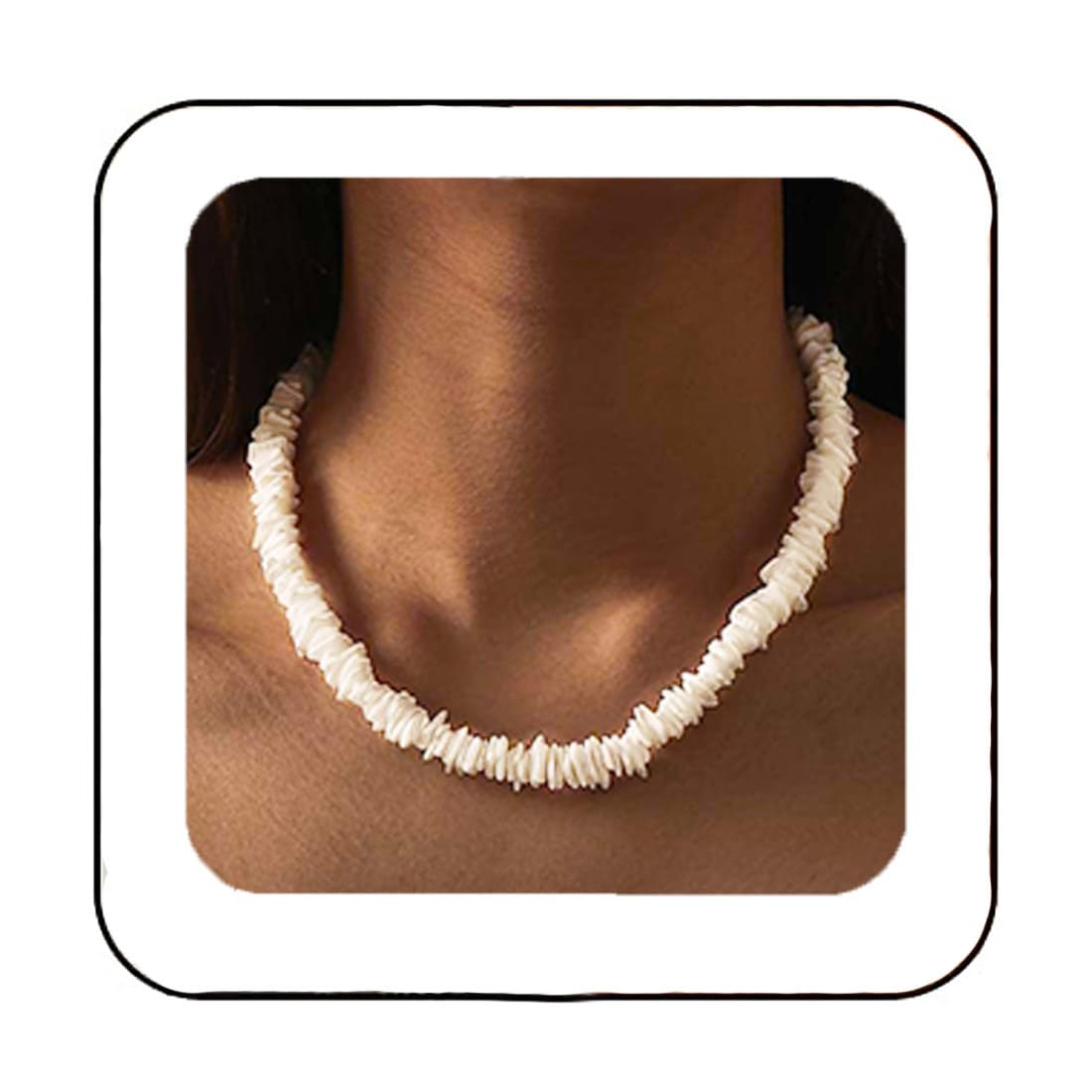 Latious Puka White Shell Necklace Beach Chip Seashell Necklaces Clam Chips Necklace for Women