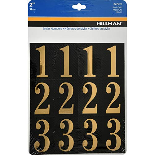 Hillman 2 in. Gold Mylar Self-Adhesive Number Set 0-9 32 pc. - Case of: 6;6