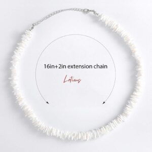 Latious Puka White Shell Necklace Beach Chip Seashell Necklaces Clam Chips Necklace for Women