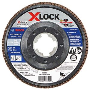 BOSCH FDX29450120 1-Piece 4-1/2 In. X-LOCK Flap Disc 120 Grit Compatible with 7/8 In. Arbor Type 29 for Applications in Metal Blending and Grinding