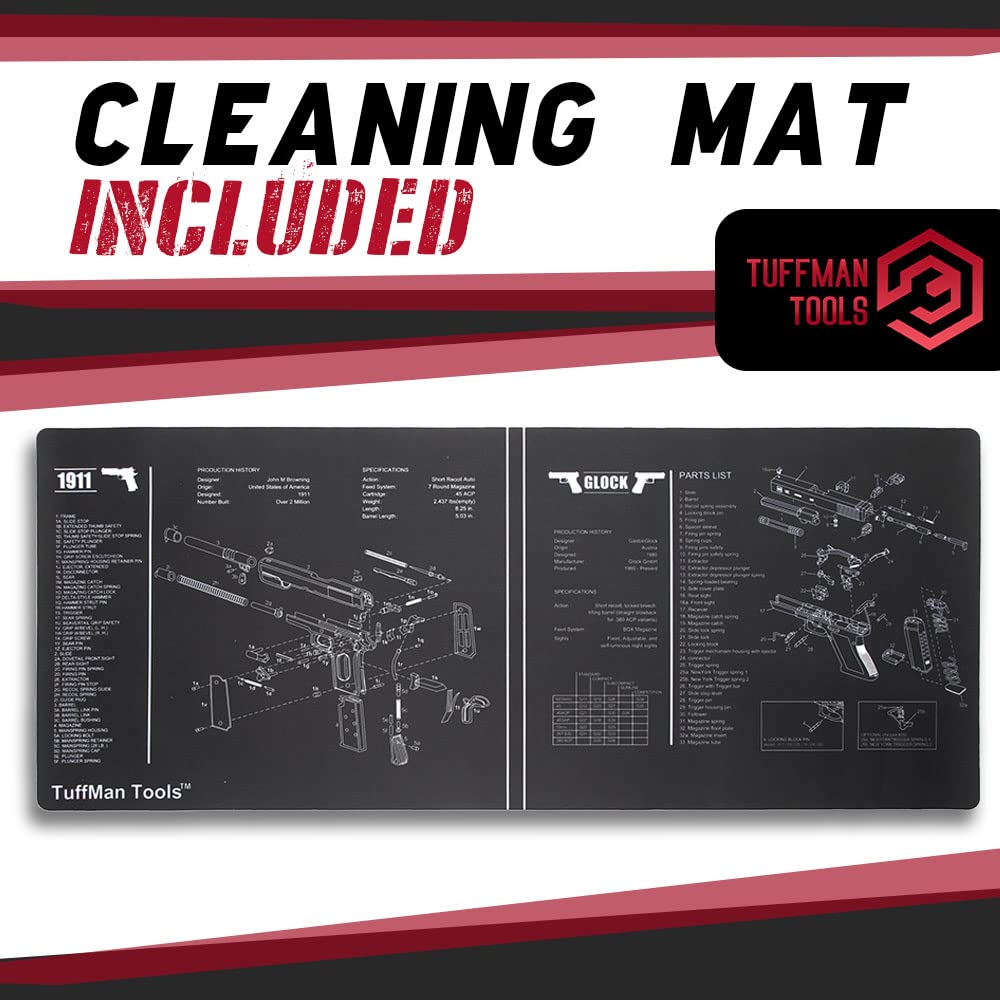 TUFFMAN TOOLS- Universal Gun Cleaning Kit with Gun Mat and Travel Case for All Calibers of Rifle and Pistol