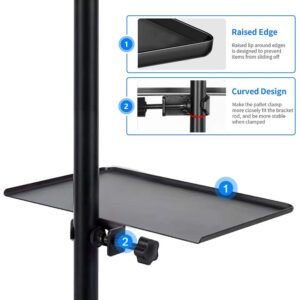 ZBY Microphone Stand Tray, Clamp-On Rack Tray,Music Stand for Music Sheet,Clamp Compatible with Most Microphones Stands for Live Streaming,Karaoke, Recording, size:7.9x8.7in (Stand NOT Included)