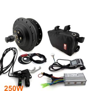 L-faster 24V 36V 48V 250W Normal Bike Electrification Kit with Brushless Motor Hub for Front Wheel Fork 100mm Thumb Accelerator Screen (36V 250W kit)