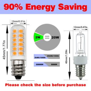 ZHENMING E12 Refrigerator Ice & Water Dispenser Light Bulb 120V 2W Equivalent 10W-20W Appliance Bulb, for Dryer Drum Light Chandeliers Home Lighting Warm White 3000K,2-Pack