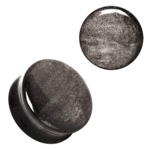 natural silver obsidian stone saddle wildklass plug (0ga)