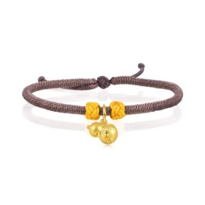 chow sang sang cultural blessings 999 24k solid gold gourd (wulu) auspicious blessing bracelet for women 92058b | 8.6 inches, (22 cm)