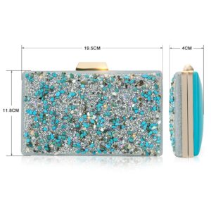 CHISHUNG Women's Sparkling Clutch Purse Crossbody Elegant Glitter Evening Bags for Wedding Party Prom Blue