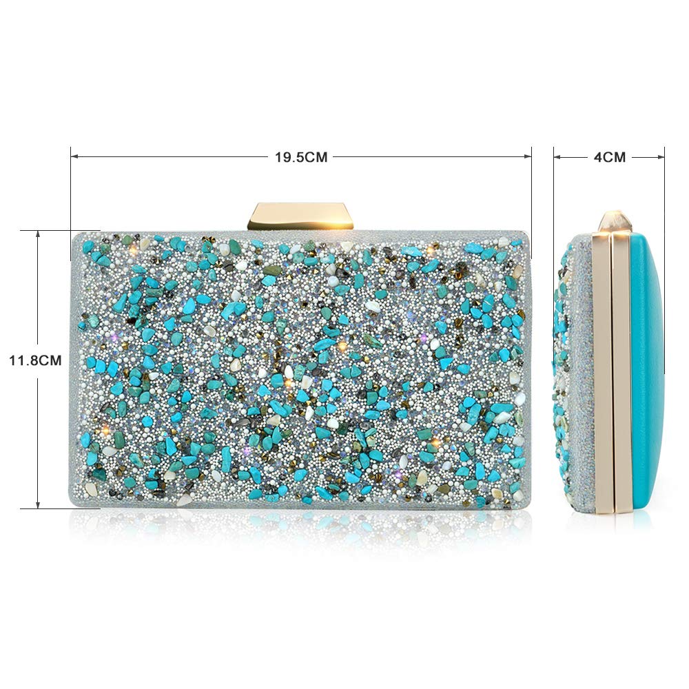 CHISHUNG Women's Sparkling Clutch Purse Crossbody Elegant Glitter Evening Bags for Wedding Party Prom Blue