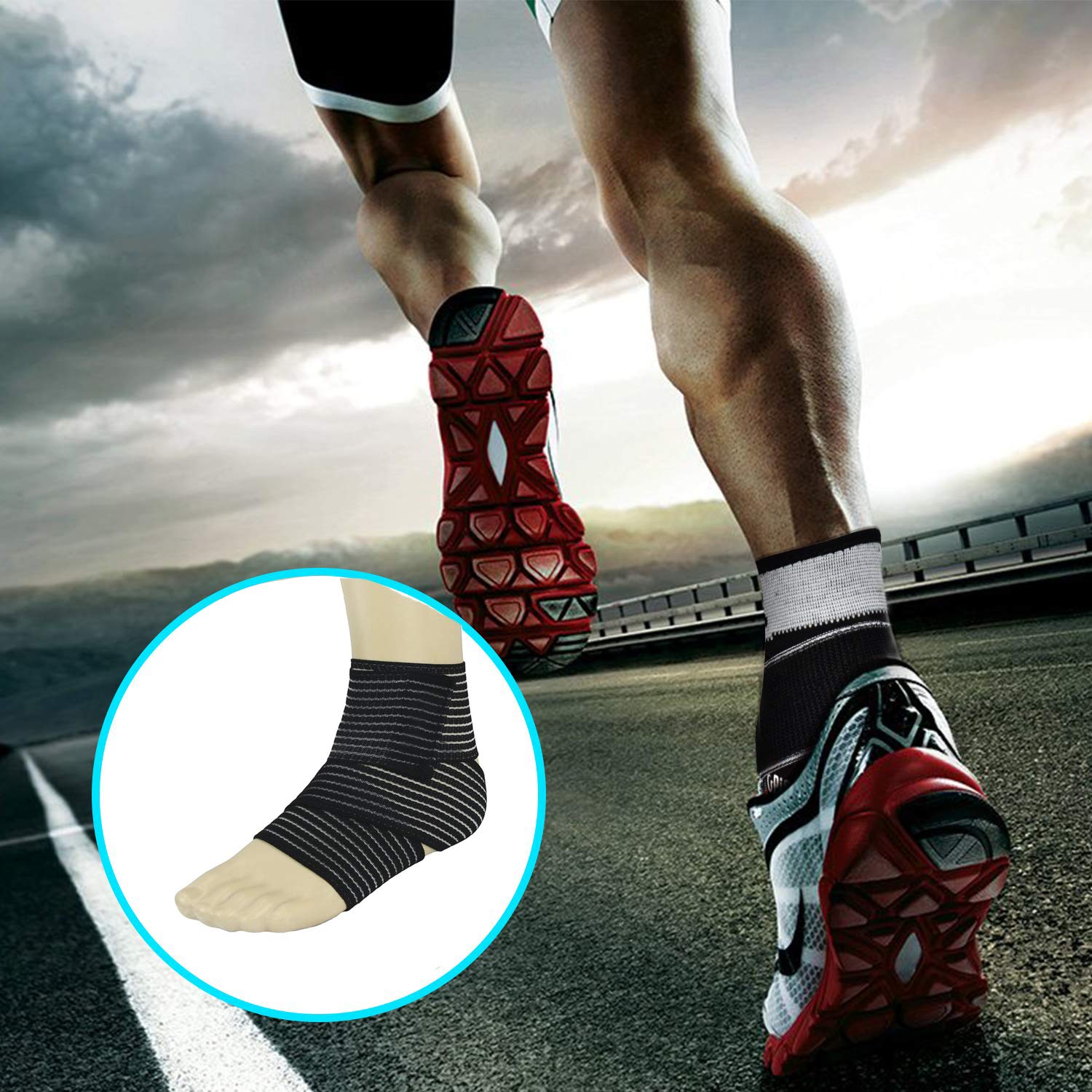 Ankle Brace Bandage, Elastic Breathable Compression Wrap Ankle Support Sleeves, Adjustable Ankle Support Brace Sleeve for Arthritis Reduce Swelling Basketball Sports Joint Pain Injury Recovery, 2 Pack