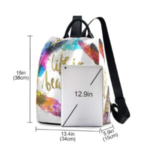 ALAZA Boho Bohemian Feather Backpack Purse for Women Anti Theft Fashion Back Pack Shoulder Bag