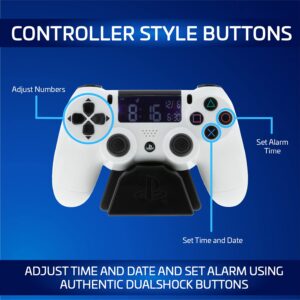 Paladone PlayStation Digital Alarm USB Reverse LCD with Backlight, White PS5 Controller Design, Use D Pad & Buttons to Control & Set Clock, Gamer Decor, PlayStation 5 Gaming Desk Accessories