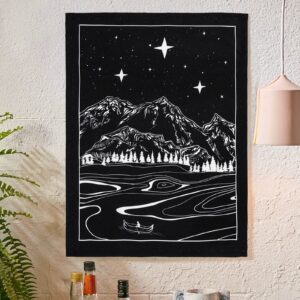 Lifeel 3Pack Sun and Moon and Star Landscape Tapestry Wall Hanging, Vertical Black and White Aesthetic Tapestries For Bedroom Home Wall decor 20×27 inch