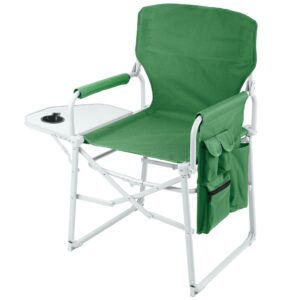 ubon heavy duty director's chair portable camping chair with side table green