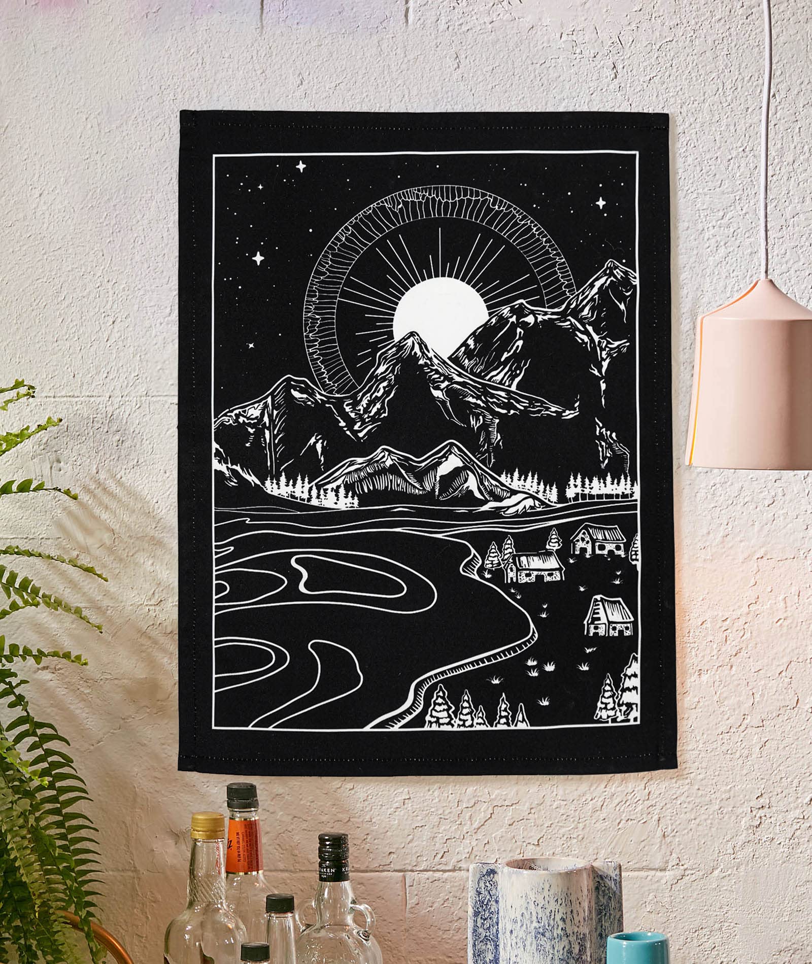 Lifeel 3Pack Sun and Moon and Star Landscape Tapestry Wall Hanging, Vertical Black and White Aesthetic Tapestries For Bedroom Home Wall decor 20×27 inch