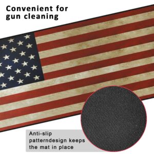 Gun Cleaning Mat Rifle Large 37" x 15.8" of American Flag - Non Slip Backed Waterproof and Oil Resistant with Stitched Edges（ 37" x 15.8"）