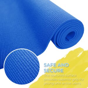 Hello Fit Kids Yoga Mats With Carrying Bags, 60" x 24" Exercise Mats, 4mm Non Slip Yoga Mat for Boys and Girls, Easy to Clean Kid's Workout Mat for Schools and Classrooms, 12 Pack, Dark Blue