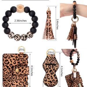 BVGA Wristlet Keychain Bracelet Wallet, Silicone Bead keyring Bangle for Women