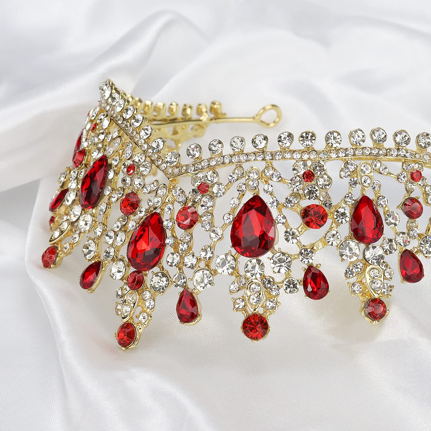 NODG Red Crystal Crowns for Women Princess Queen Vintage Crown Tiaras, Girls Adult Bridal Hair Accessories Gifts for Birthday Wedding Prom, Bridal Party Pageant