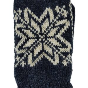 BRUCERIVER Mens Snowflake Knit Mittens with Warm Thinsulate Fleece Lining (XXL, Black)