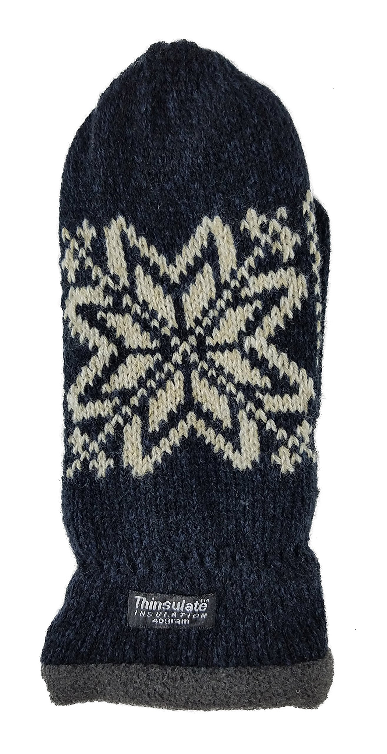 BRUCERIVER Mens Snowflake Knit Mittens with Warm Thinsulate Fleece Lining (XXL, Black)