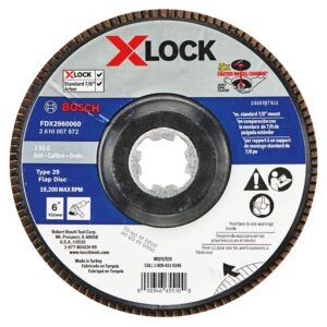 Bosch FDX2960060 1-Piece 6 in. X-Lock Flap Disc 60 Grit Compatible with 7/8 in. Arbor Type 29 for Applications in Metal Blending and Grinding