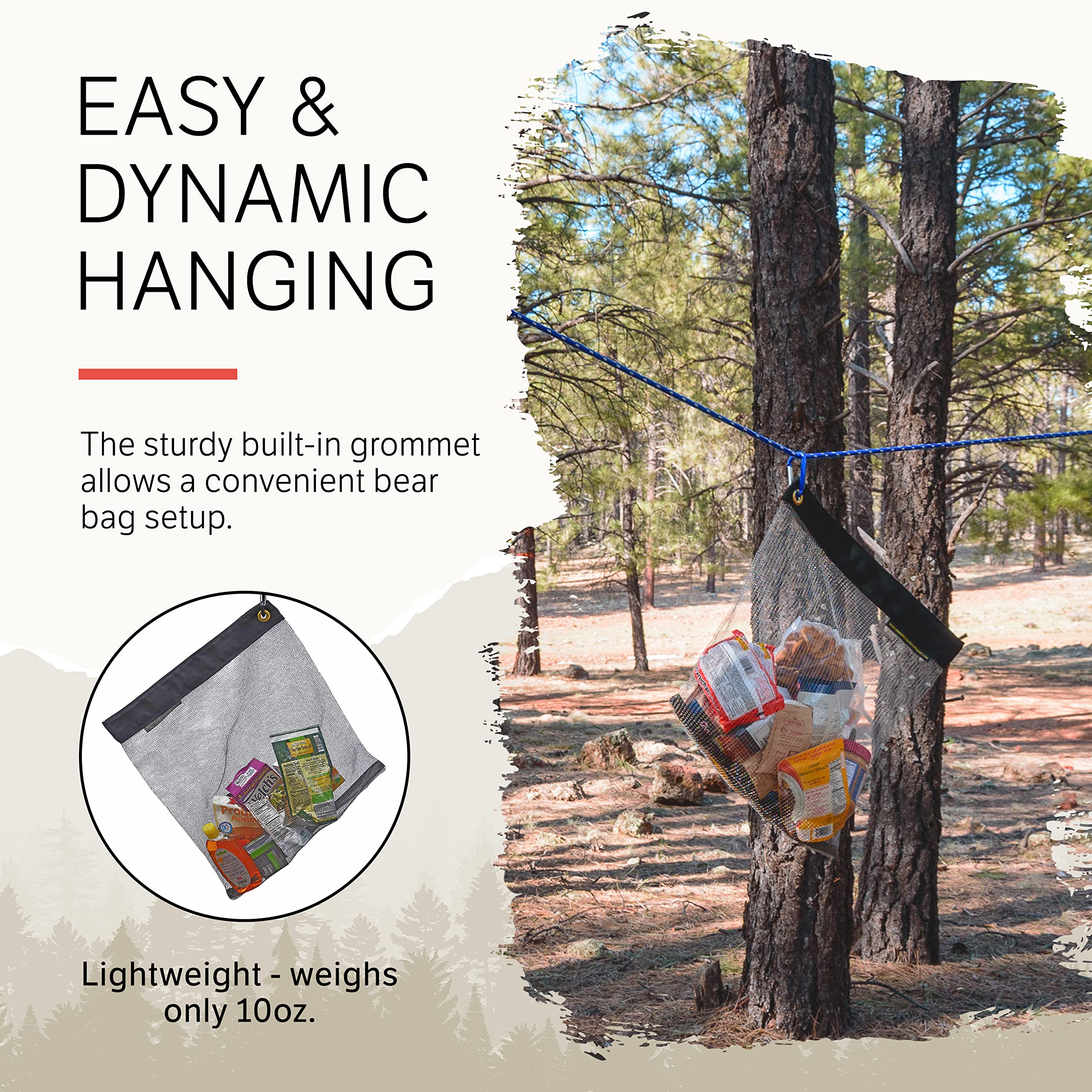 RATSACK Camping Bag Bundle - Ultralight Rodent Proof Dry Bag for Backpacking - Bear Bag Food Storage for Camping with Coghlans Odor Proof & Waterproof Bag, Survival Utility Rope and Carabiner (Medium)