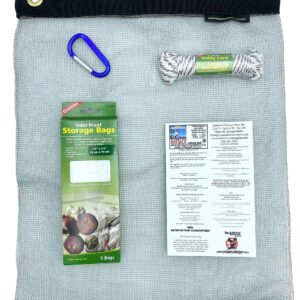 RATSACK Camping Bag Bundle - Ultralight Rodent Proof Dry Bag for Backpacking - Bear Bag Food Storage for Camping with Coghlans Odor Proof & Waterproof Bag, Survival Utility Rope and Carabiner (Medium)