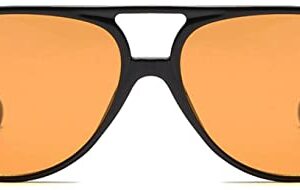 Trendy Retro Vintage Yellow 70s Orange Tinted Aviator Sunglasses for Women Oversized Lentes de Sol Black Square Shades Big Cool Night Vision Men Cute 90s Fashion Ladies 80s Large Flat Top Shady Rays