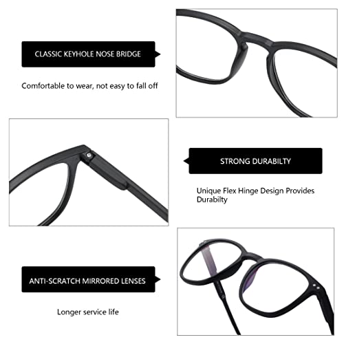 BLUEMOKY Reading Glasses for Women Men, Blue Light Blocking Glasses 2 Pack, Computer Readers, Spring Hinge(0.00x)