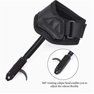 ELONG Adjustable Archery Compound Bow Release Aid with Foldback Design- Black Wrist Strap Trigger Caliper for Right Left Hand