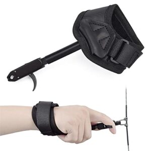 elong adjustable archery compound bow release aid with foldback design- black wrist strap trigger caliper for right left hand