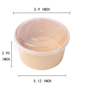 JAYEEY 34 oz Disposable Kraft salad paper bowls with lids, Food containers Soup Bowls Party Supplies Treat Bowls 50 Pack