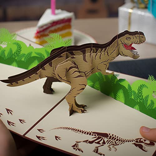 T Rex Dinosaur Birthday Card by Devine Popup Cards | 3D Cards Pop Up Birthday Cards Kids Dad Husband | Pop Up Greeting Cards | Funny 3D Card | Love Father Boy Son