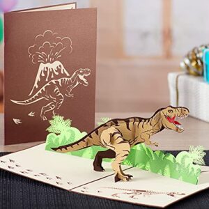 T Rex Dinosaur Birthday Card by Devine Popup Cards | 3D Cards Pop Up Birthday Cards Kids Dad Husband | Pop Up Greeting Cards | Funny 3D Card | Love Father Boy Son