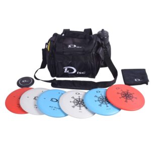 Disc Golf Starter Set-2 PCS Putter, 2 PCS Mid-Range, 2 PCS Driver, 1 Mini disc，1 Towel with Bag