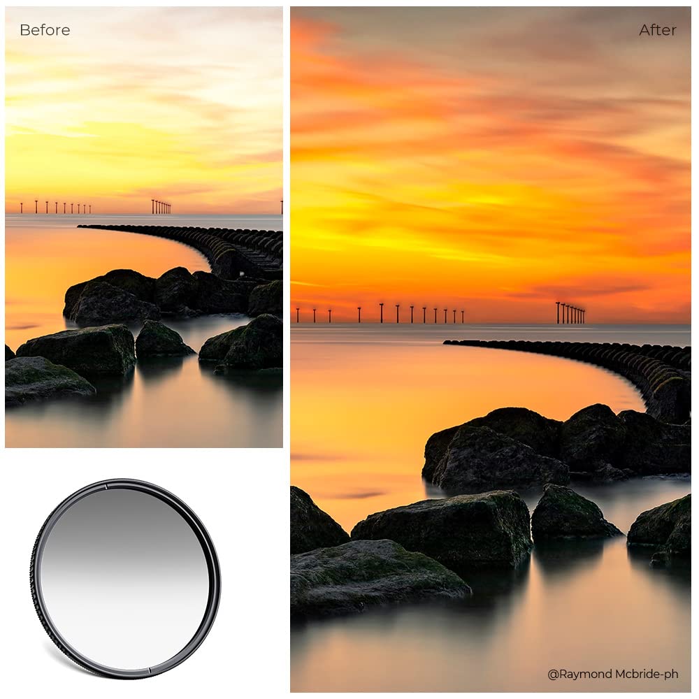 K&F Concept 77mm Soft GND8 (3 Stop) Lens Filter Soft Graduated Neutral Density Filter with 28 Multi-Layer Coatings for Camera Lens (Nano-X Series)