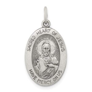 Sterling Silver Antiqued Sacred Heart of Jesus Medal QQC5481