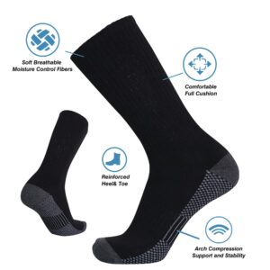 SoxDaddy Men's 10Pack Athletic Casual Socks Cotton Heavy Cushion Crew Outdoor Socks (US 13-15/Shoe Size 12-15，Black2)